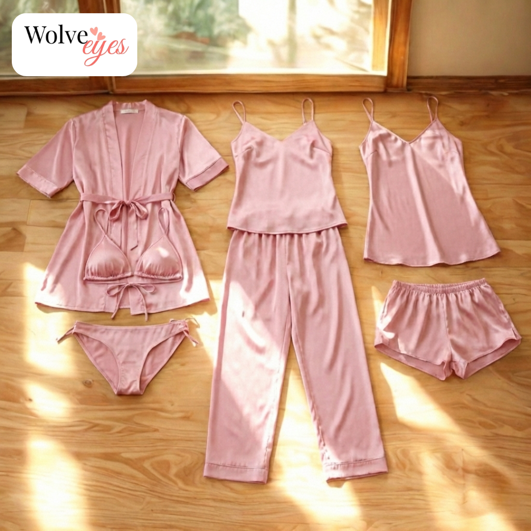 Luxury 7-Piece Silk Nightwear Set