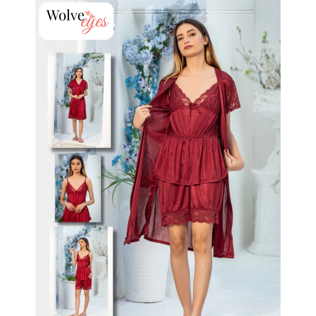 Beautiful 3-Piece Bridal Nighty Set