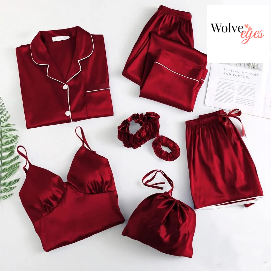 Silk Nightwear Set – 7 Pieces