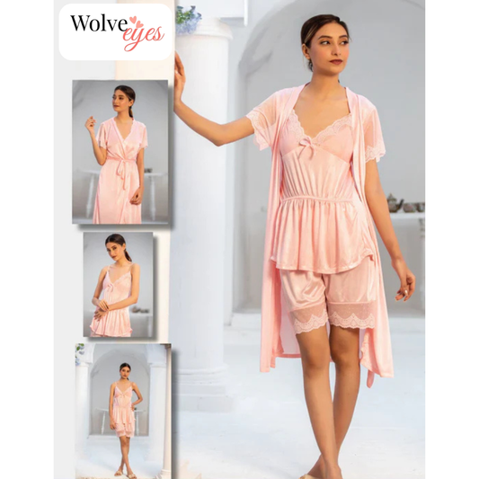 Beautiful 3-Piece Bridal Nighty Set