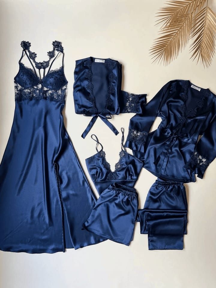 Royal Bloom Satin & Lace Nightwear Set