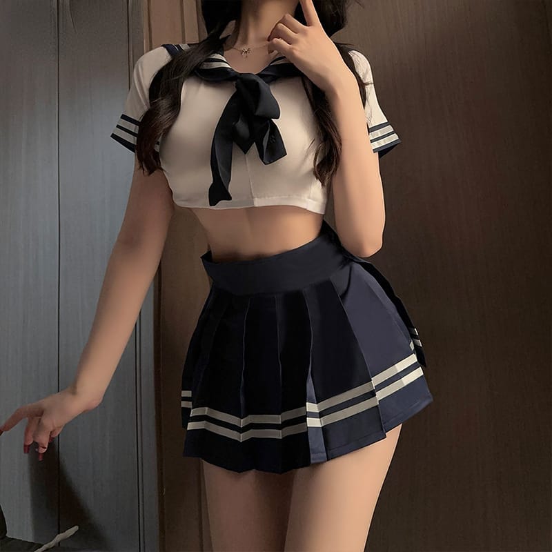 Classic Black & White Schoolgirl Lingerie Set
