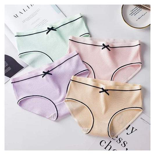 Women Underwear Set Mid-Waist Cotton Panties Lingerie