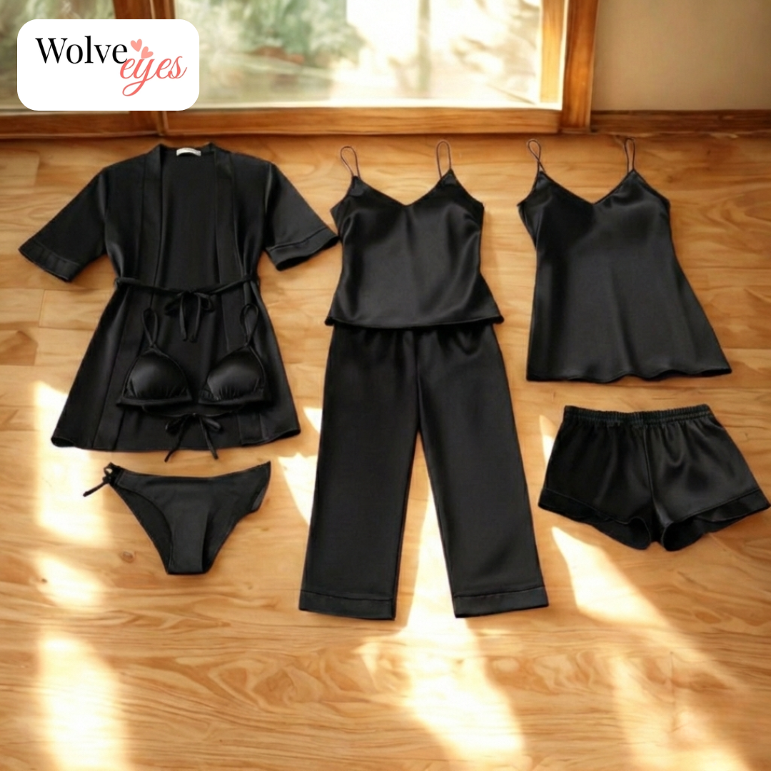 Luxury 7-Piece Silk Nightwear Set