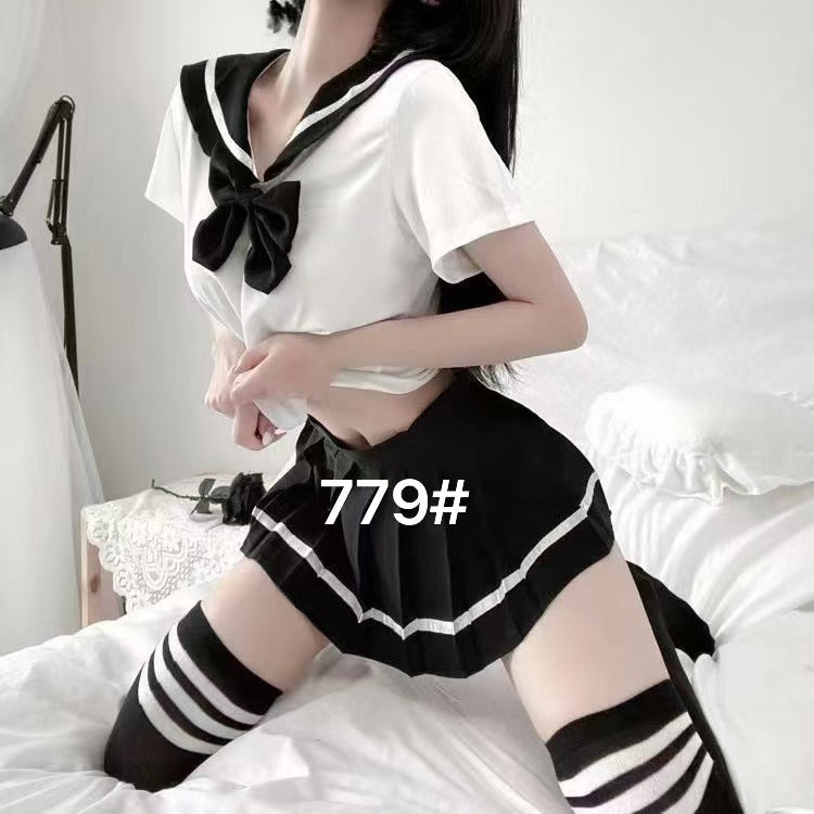 Classic Black & White Schoolgirl Lingerie Set
