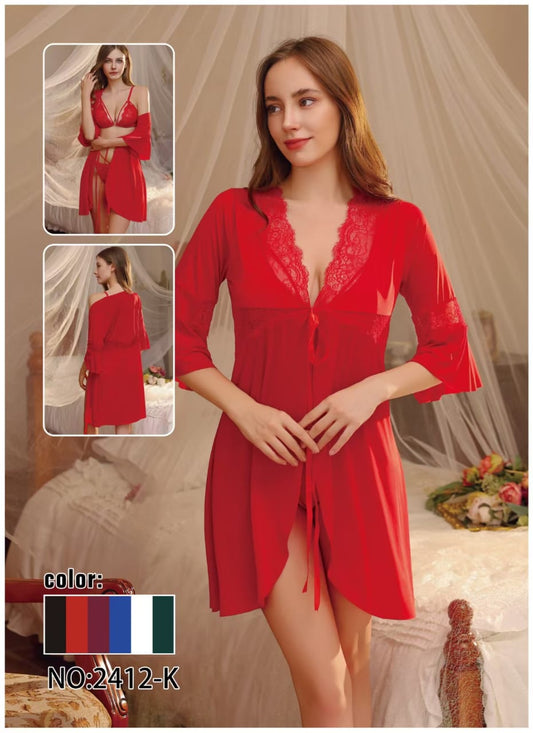 Lace-Trimmed Front Tie Babydoll – Soft, Flirty & Feminine