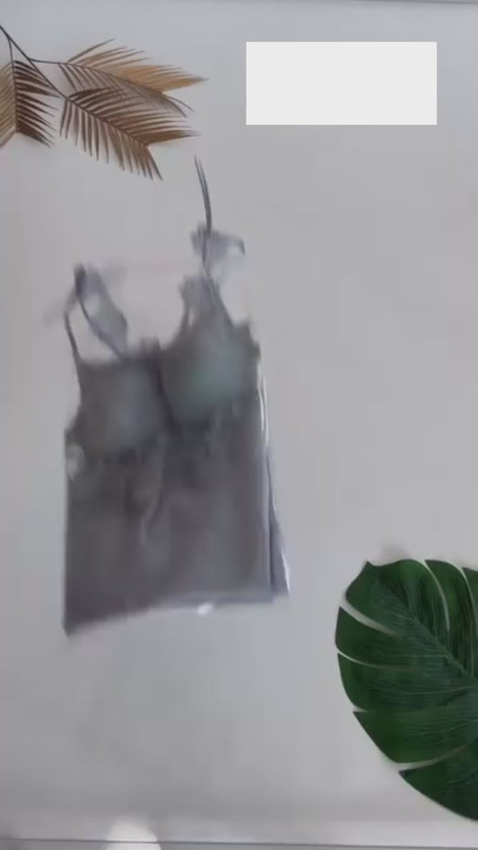 Grey Luxury 6-Piece Silk Nightwear Set with Long Slit